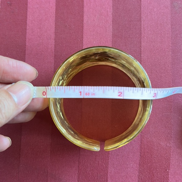 Handpainted CUFF BRACELET with black floral plumeria motif raised unique - Picture 13 of 13